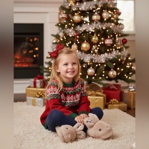 Wonder Nation Toddler Girls  Bunny Slippers Brown Sizes 5/6